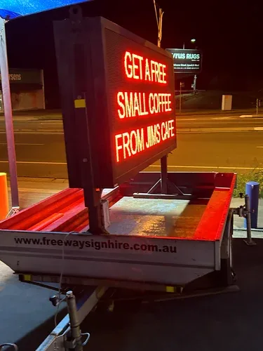 Double sided LED sign hire — solar powered trailer