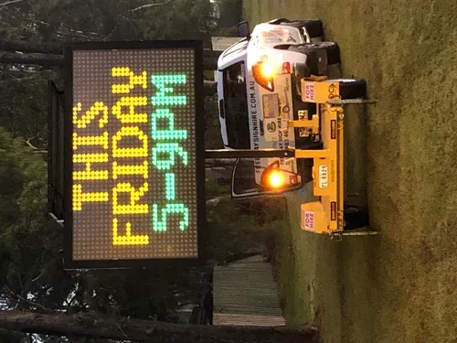 Five colour VMS sign hire — event promotion at night